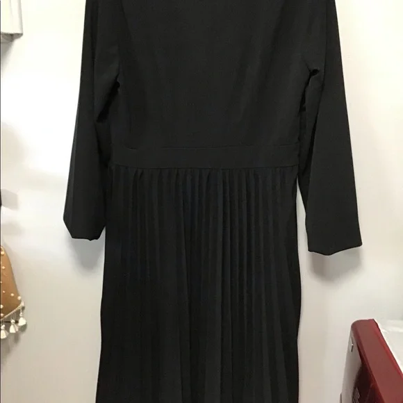 Beautiful black pleated dress… pin not included or the necklace. Size Large - Picture 2 of 4
